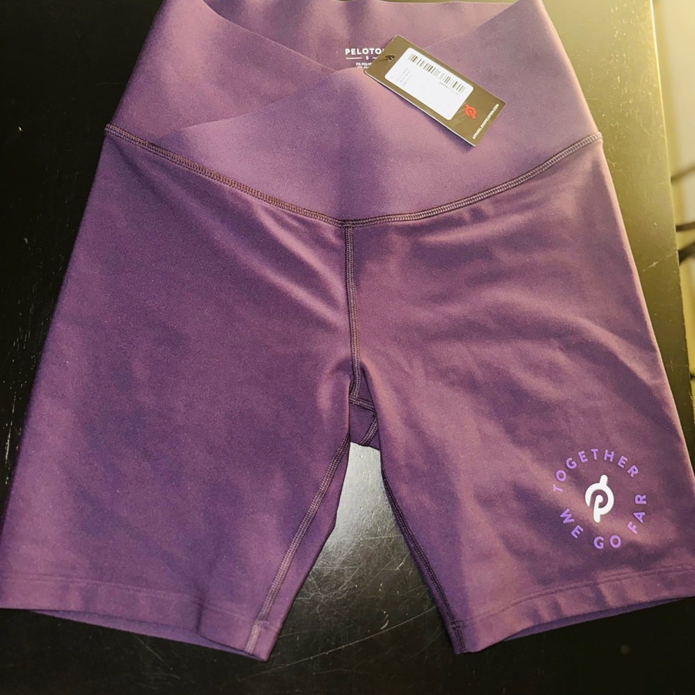 PELOTON Woman’s Bike Short - Size Small Plum Purple “Together We Go Far” NWT